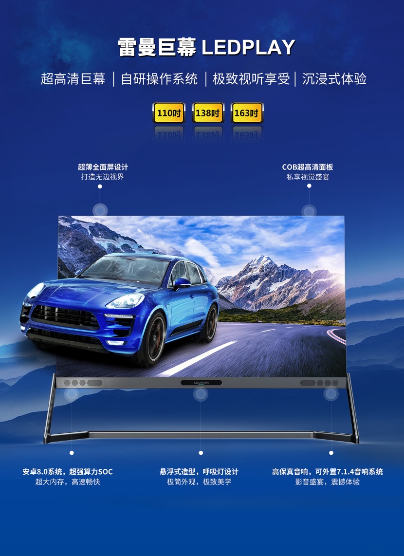 雷曼又将发布110吋以上家用巨幕显示(中国城市名单)产品LEDPLAY系列